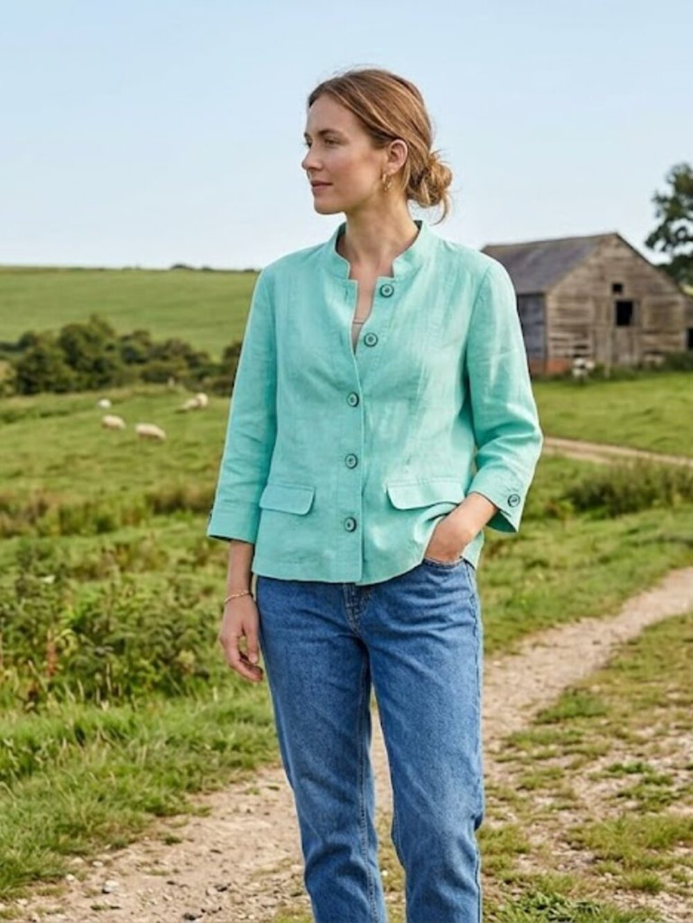 Northern Reflections Mint Linen Blend  Tailored Blazer